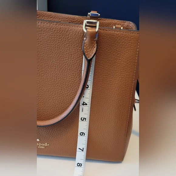 KATE SPADE Leila Brown Leather Satchel Triple Compartment 11" X 8" X 5" - Picture 9 of 15